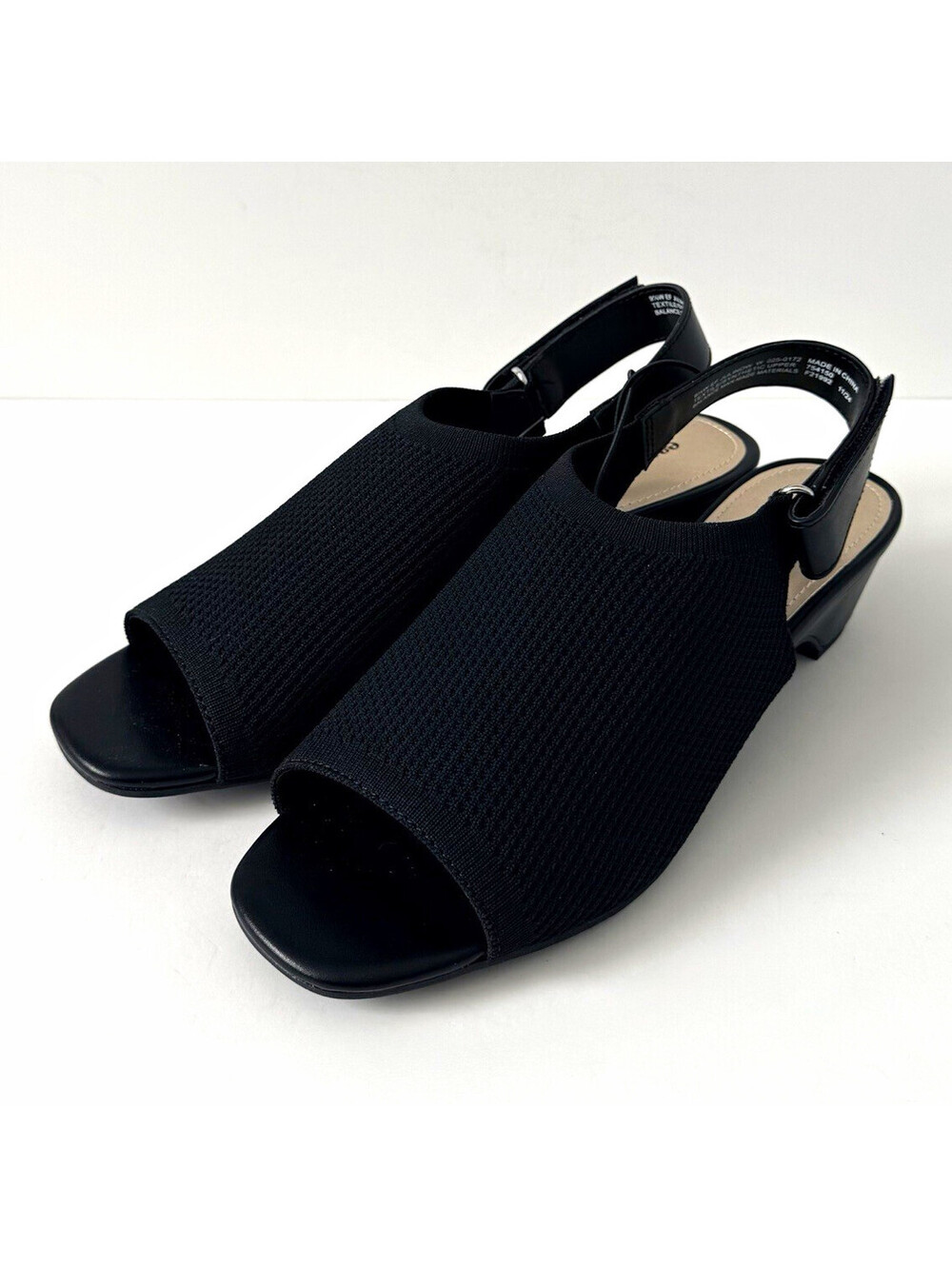 East 5th Julinow Women’s Black Wedge Slingback Sandals 9.5 Wide NWT